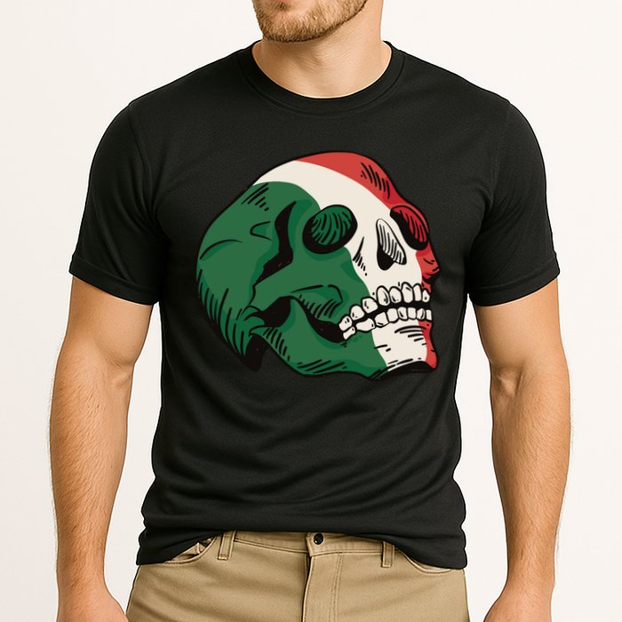 Italian Flag Skull Cooling Performance Crew T-Shirt