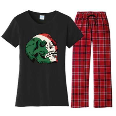 Italian Flag Skull Women's Flannel Pajama Set