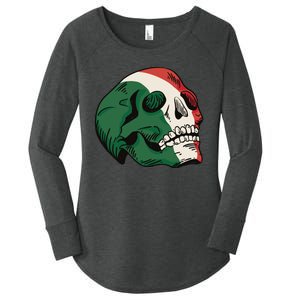 Italian Flag Skull Women's Perfect Tri Tunic Long Sleeve Shirt