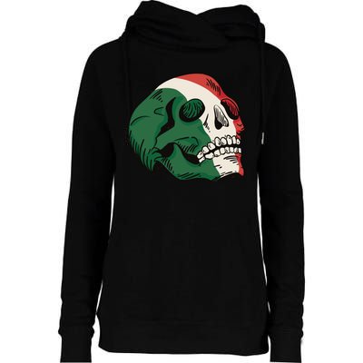 Italian Flag Skull Womens Funnel Neck Pullover Hood