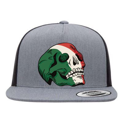 Italian Flag Skull Flat Bill Trucker Hat