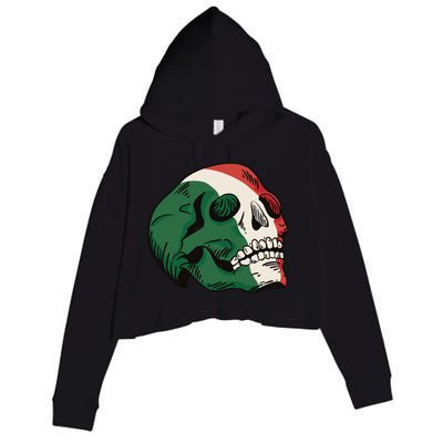 Italian Flag Skull Crop Fleece Hoodie