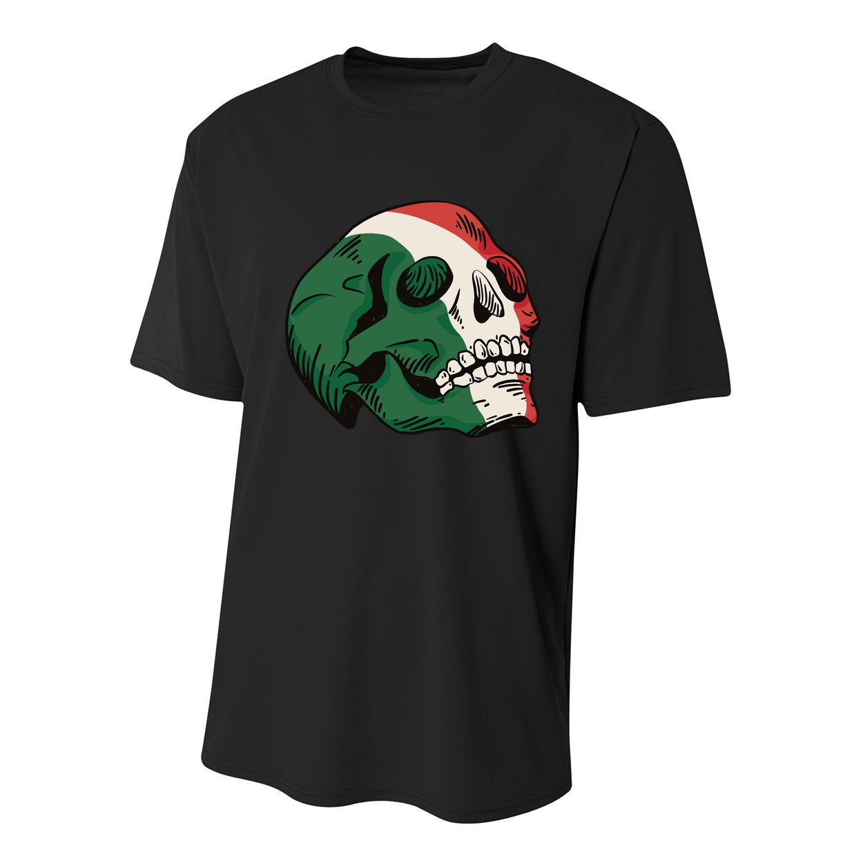 Italian Flag Skull Youth Performance Sprint T-Shirt