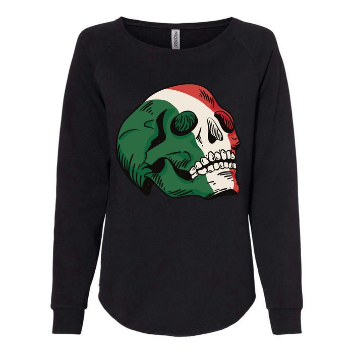 Italian Flag Skull Womens California Wash Sweatshirt