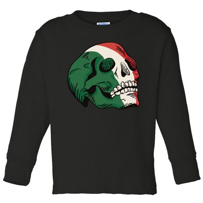 Italian Flag Skull Toddler Long Sleeve Shirt