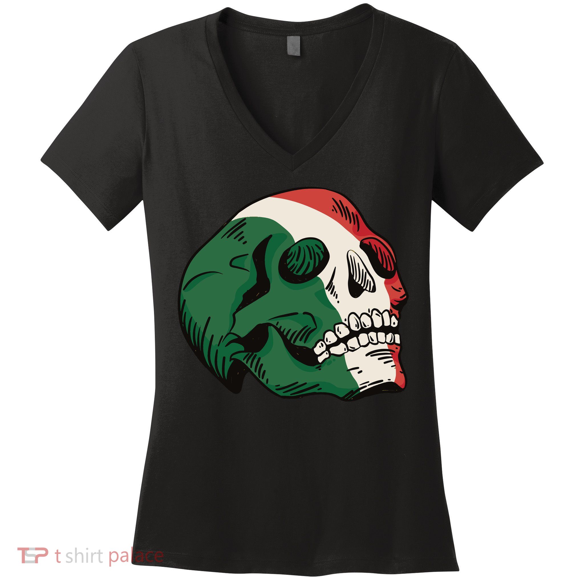 Italian Flag Skull Women's V-Neck T-Shirt