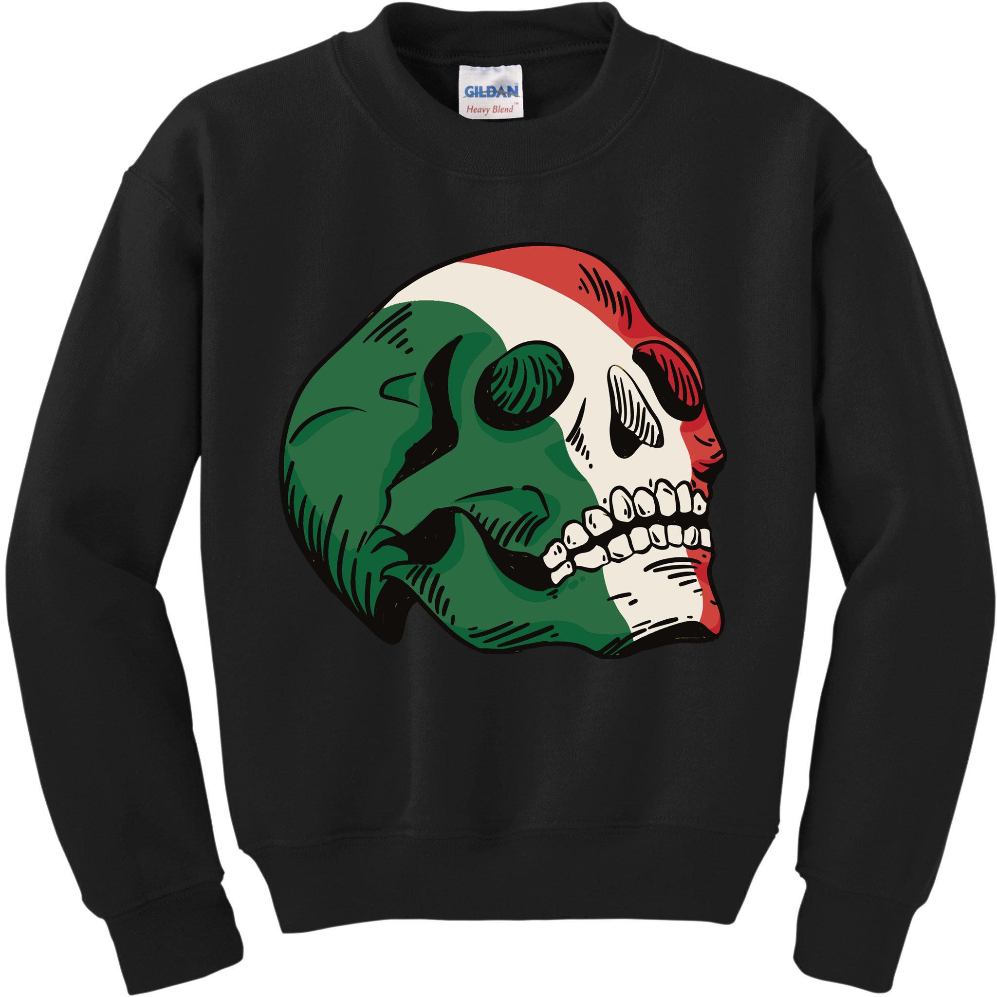 Italian Flag Skull Kids Sweatshirt