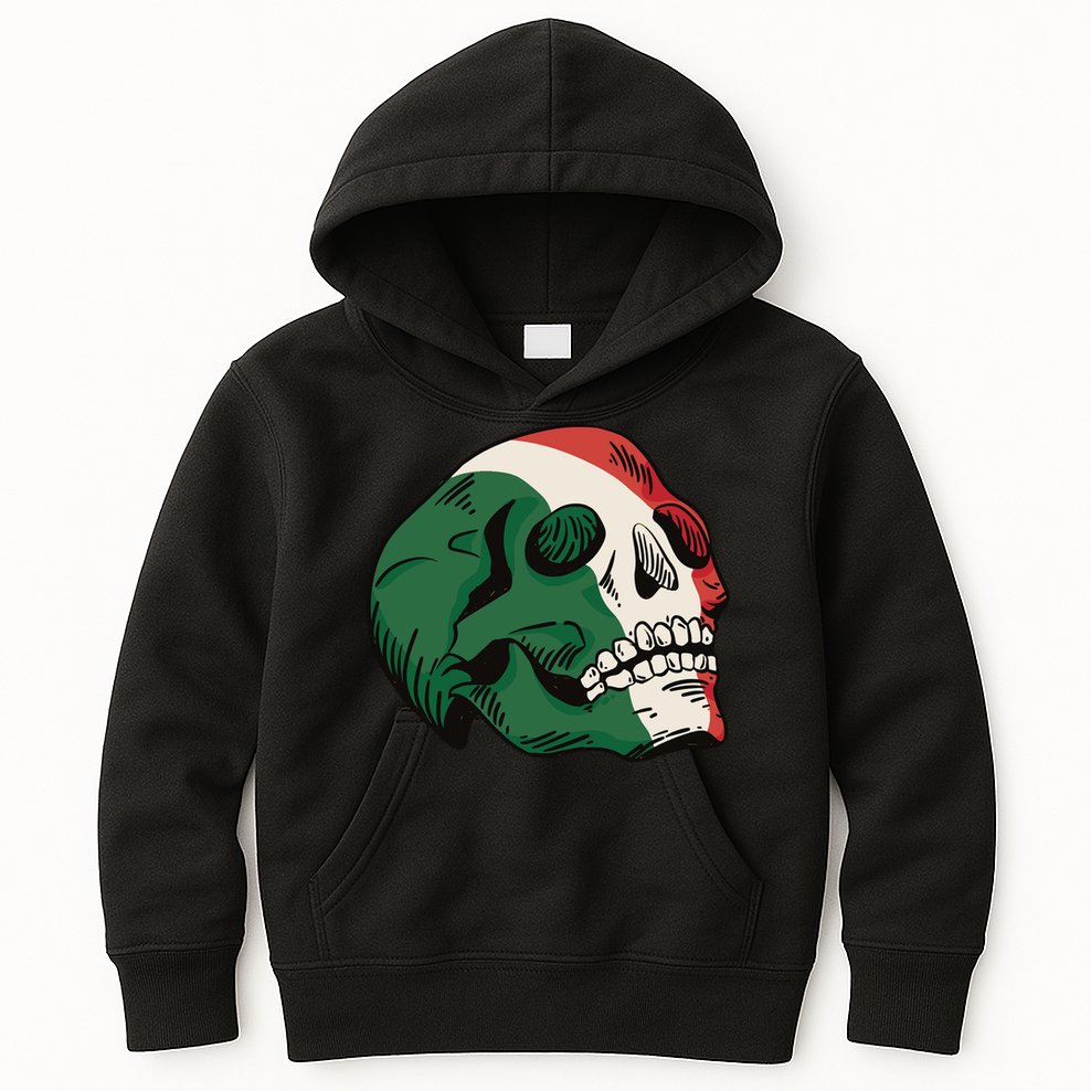 Italian Flag Skull Kids Hoodie