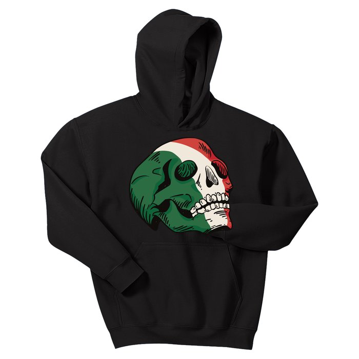 Italian Flag Skull Kids Hoodie