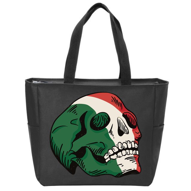 Italian Flag Skull Zip Tote Bag