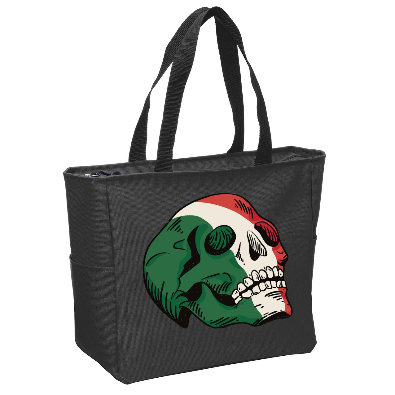 Italian Flag Skull Zip Tote Bag