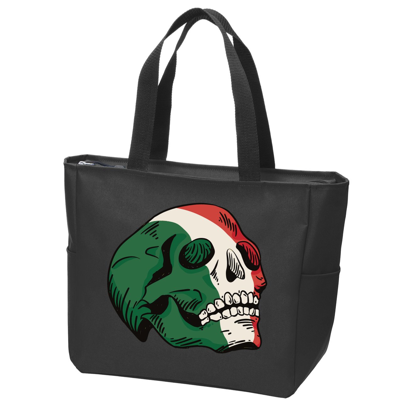 Italian Flag Skull Zip Tote Bag