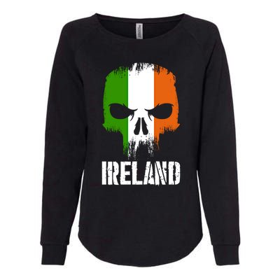 Ireland Flag Skull Irish Pride Patriotic Funny Gift Womens California Wash Sweatshirt