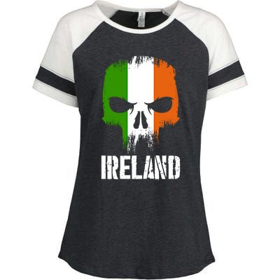 Ireland Flag Skull Irish Pride Patriotic Funny Gift Enza Ladies Jersey Colorblock Tee