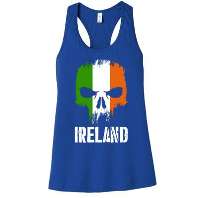 Ireland Flag Skull Irish Pride Patriotic Funny Gift Women's Racerback Tank