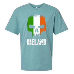 Ireland Flag Skull Irish Pride Patriotic Funny Gift Sueded Cloud Jersey T-Shirt