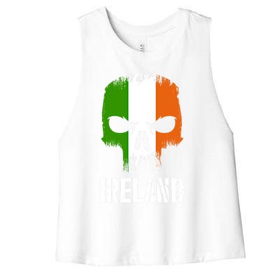 Ireland Flag Skull Irish Pride Patriotic Funny Gift Women's Racerback Cropped Tank