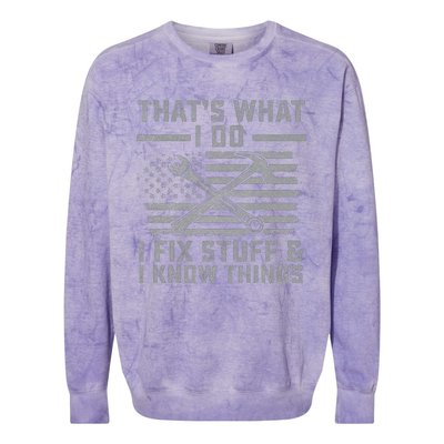 I Fix Stuff And I Know Things US Flag 4th of July Patriot Colorblast Crewneck Sweatshirt