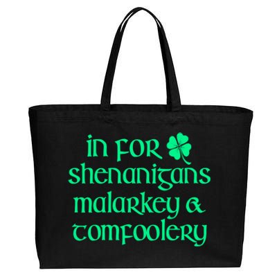 In For Shenanigans Malarkey Tomfoolery Funny St Patricks Cotton Canvas Jumbo Tote