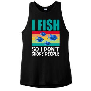 I Fish So I Don't Choke People Funny Fishing Ladies PosiCharge Tri-Blend Wicking Tank