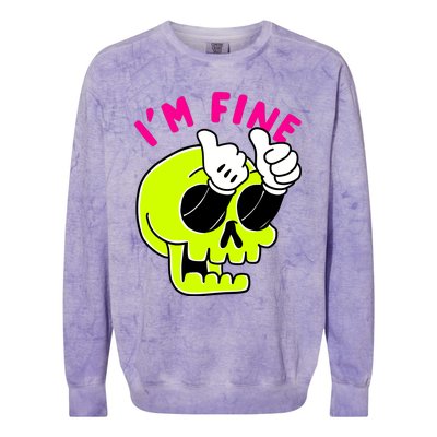 IM FINE Skull Funny Colorblast Crewneck Sweatshirt