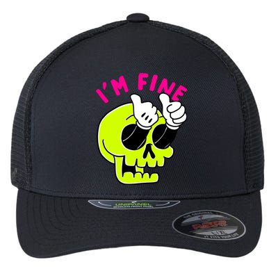 IM FINE Skull Funny Flexfit Unipanel Trucker Cap