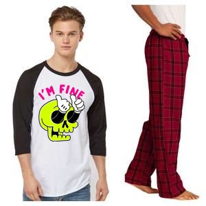 IM FINE Skull Funny Raglan Sleeve Pajama Set