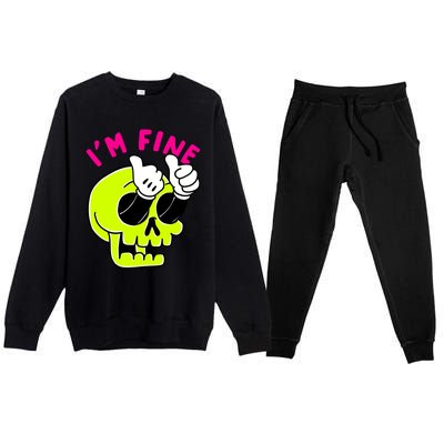 IM FINE Skull Funny Premium Crewneck Sweatsuit Set