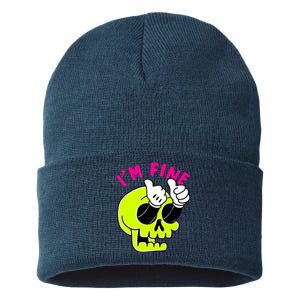 IM FINE Skull Funny Sustainable Knit Beanie