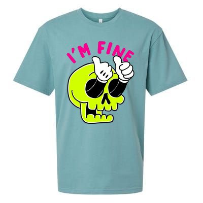 IM FINE Skull Funny Sueded Cloud Jersey T-Shirt