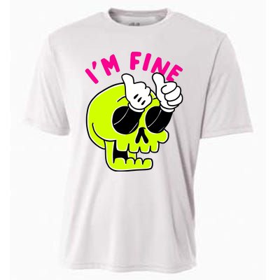 IM FINE Skull Funny Cooling Performance Crew T-Shirt