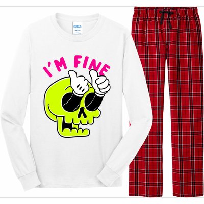 IM FINE Skull Funny Long Sleeve Pajama Set