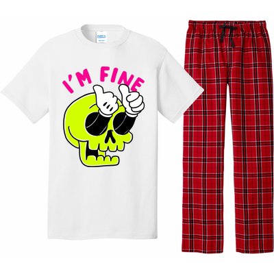 IM FINE Skull Funny Pajama Set