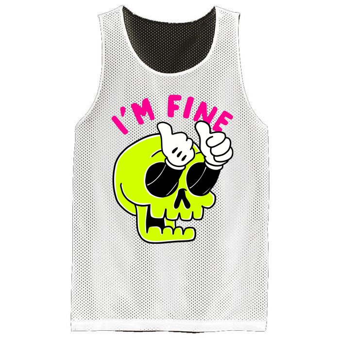 IM FINE Skull Funny Mesh Reversible Basketball Jersey Tank