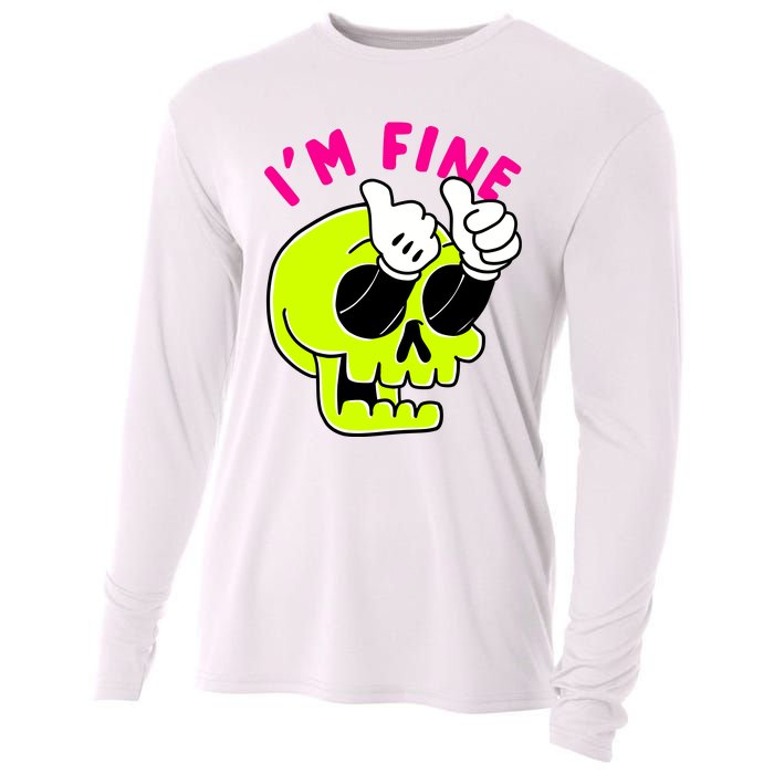 IM FINE Skull Funny Cooling Performance Long Sleeve Crew