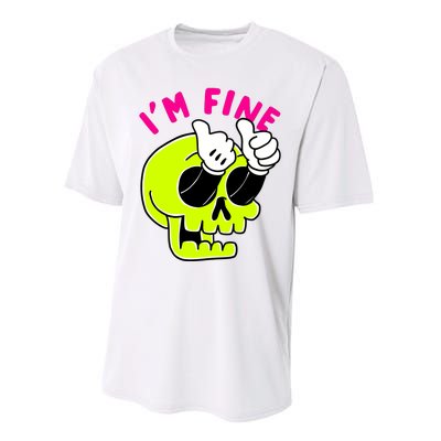 IM FINE Skull Funny Performance Sprint T-Shirt