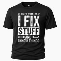 I Fix Stuff And I Know Things Graphic Print Cooling Performance Crew T-Shirt