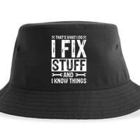 I Fix Stuff And I Know Things Graphic Print Sustainable Bucket Hat