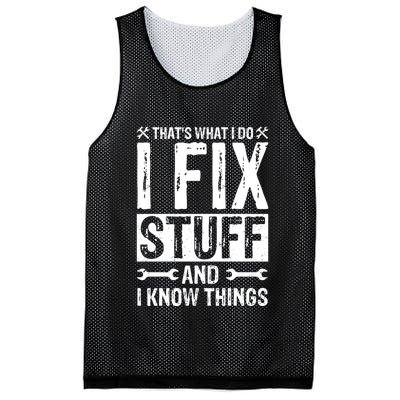 I Fix Stuff And I Know Things Graphic Print Mesh Reversible Basketball Jersey Tank