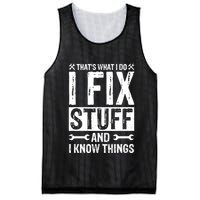 I Fix Stuff And I Know Things Graphic Print Mesh Reversible Basketball Jersey Tank