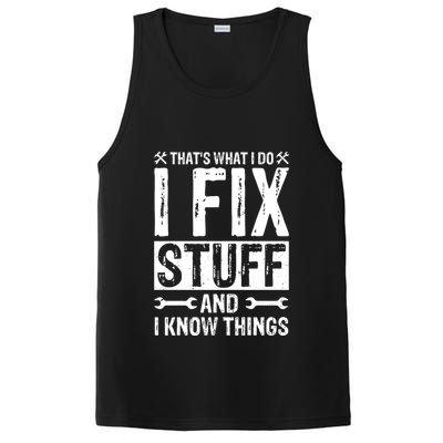 I Fix Stuff And I Know Things Graphic Print PosiCharge Competitor Tank