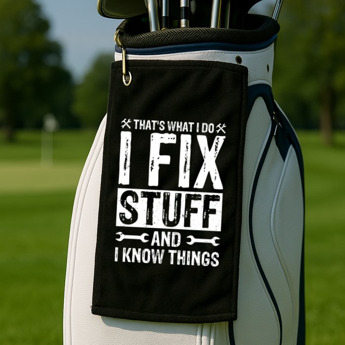 I Fix Stuff And I Know Things Graphic Print Golf Towel