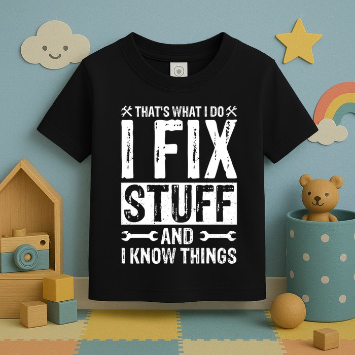 I Fix Stuff And I Know Things Graphic Print Toddler T-Shirt