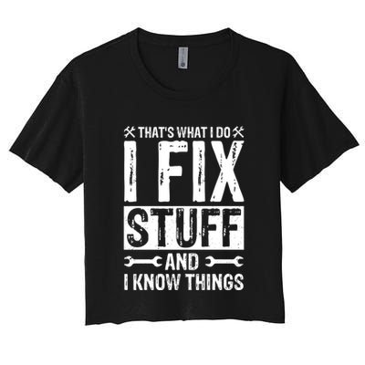 I Fix Stuff And I Know Things Graphic Print Crop Top
