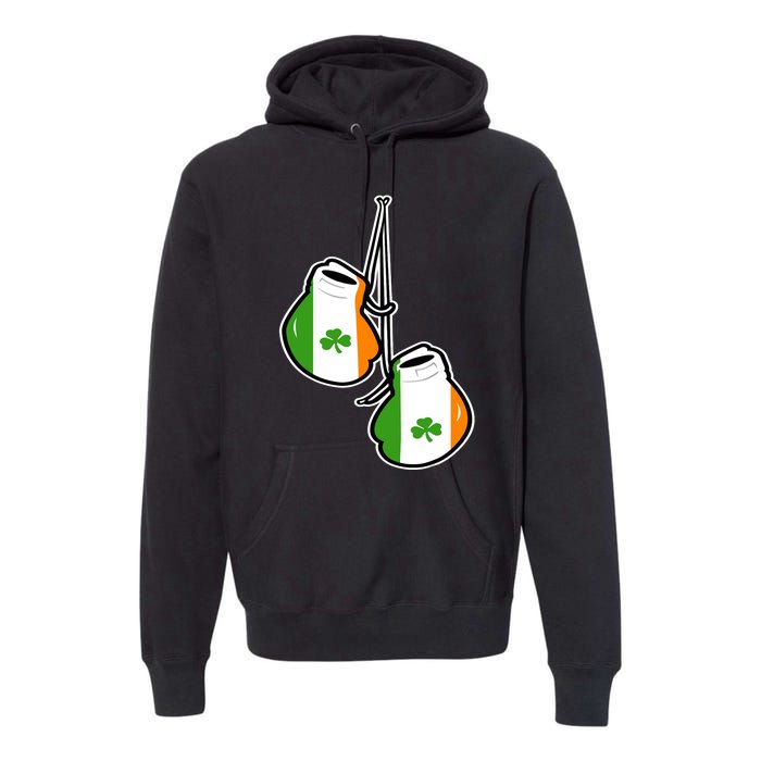 Ireland Flag Shamrock Irish boxing gloves Premium Hoodie