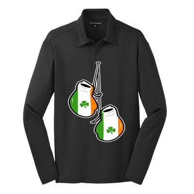 Ireland Flag Shamrock Irish boxing gloves Silk Touch Performance Long Sleeve Polo