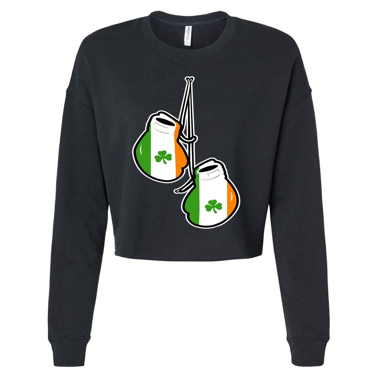 Ireland Flag Shamrock Irish boxing gloves Cropped Pullover Crew