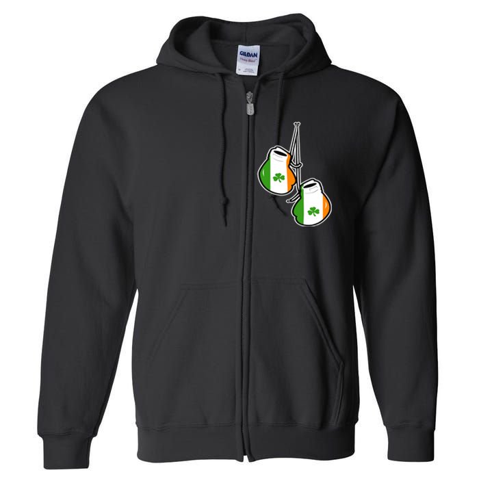 Ireland Flag Shamrock Irish boxing gloves Full Zip Hoodie