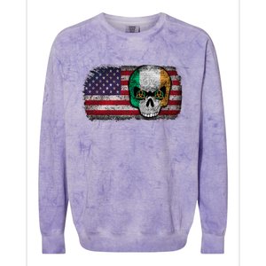 Irish Flag Skull Irish American Flag Premium Colorblast Crewneck Sweatshirt