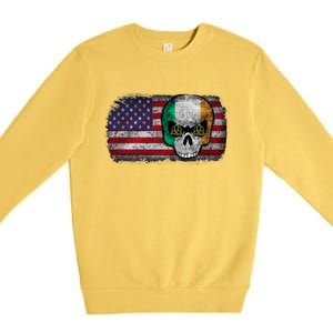 Irish Flag Skull Irish American Flag Premium Premium Crewneck Sweatshirt